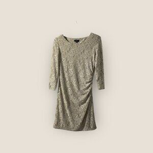Tahari ASL Champagne Lace Dress Size 12